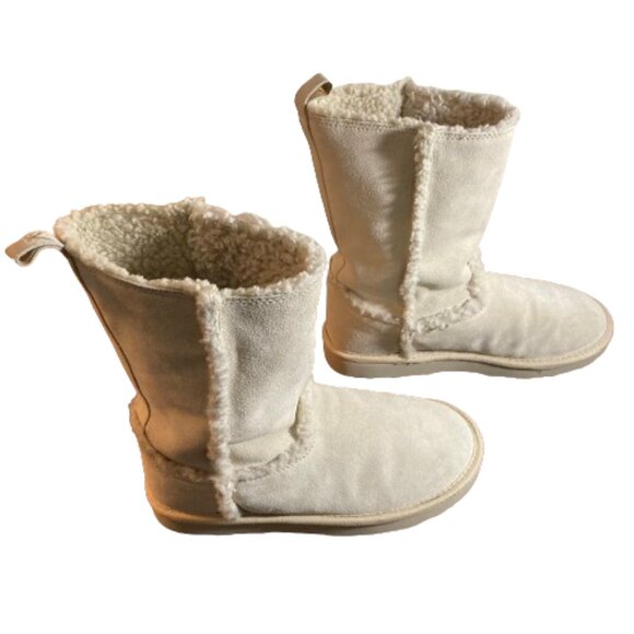American Eagle Cream Suede Winter Boots Faux Shearling Mid-Calf sz. 7 - Picture 6 of 10